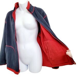 2/$20 Red & Navy Blue Double Sided Fleece Jacket Size: Large